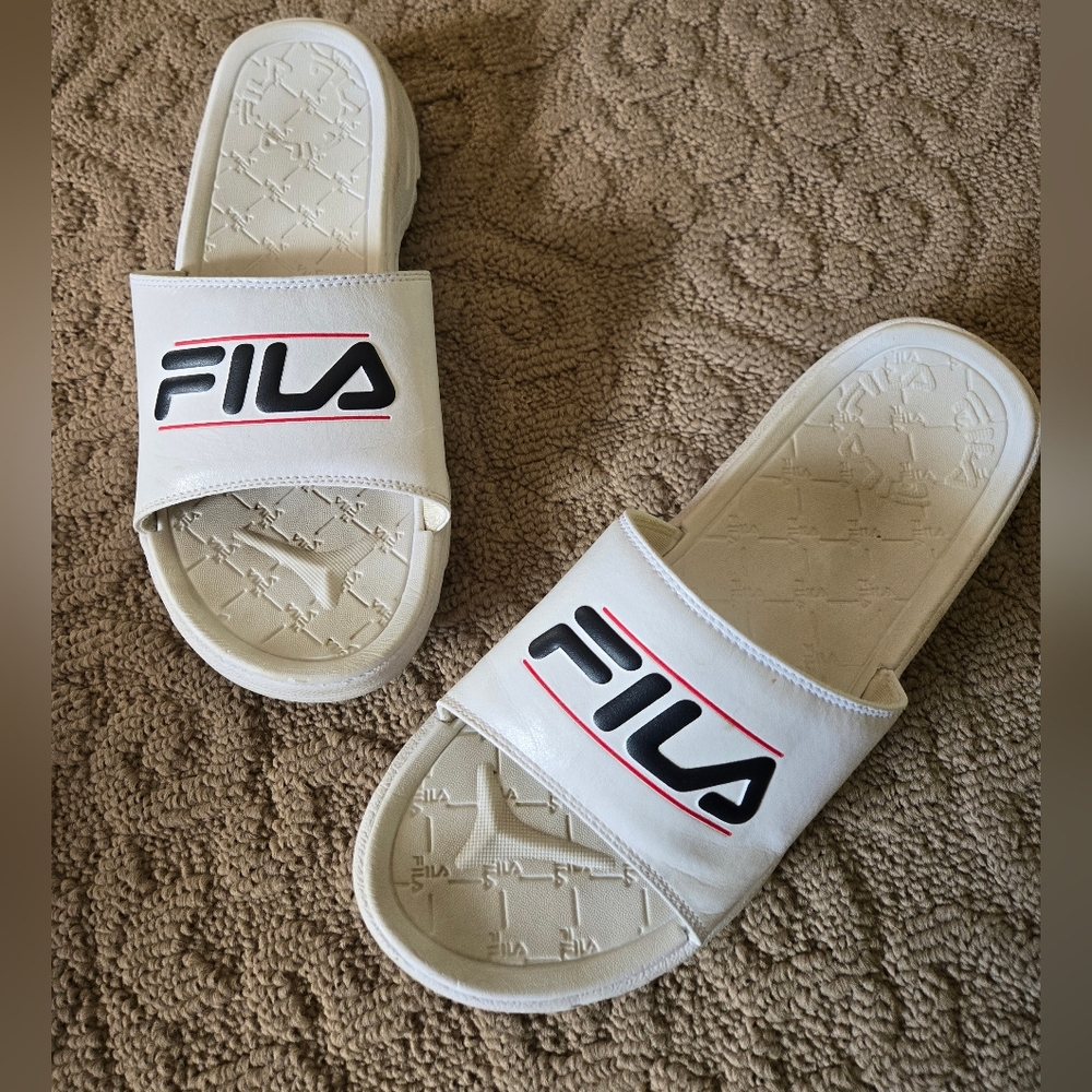 Fila White Slide Sandals